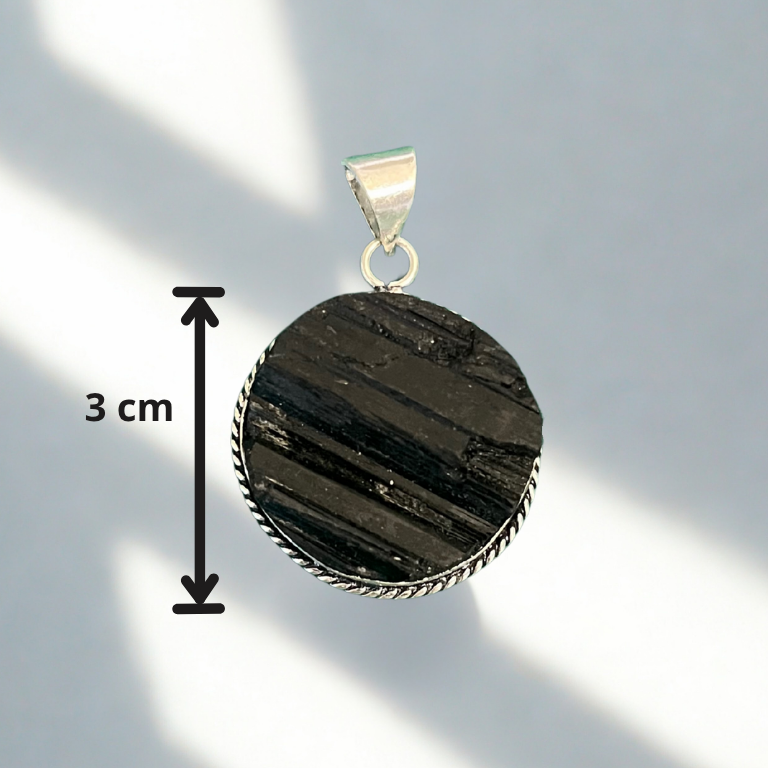 Collana regolabile con Ciondolo di Tormalina Nera Grezza – Scudo Energetico
