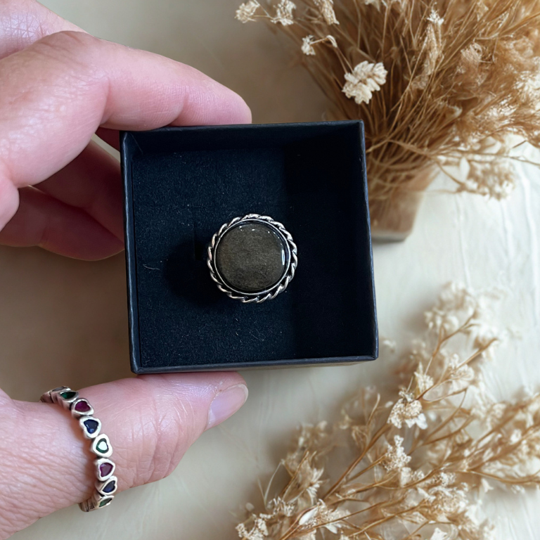 Anello in Ossidiana Dorata