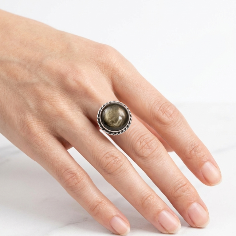 Anello in Ossidiana Dorata