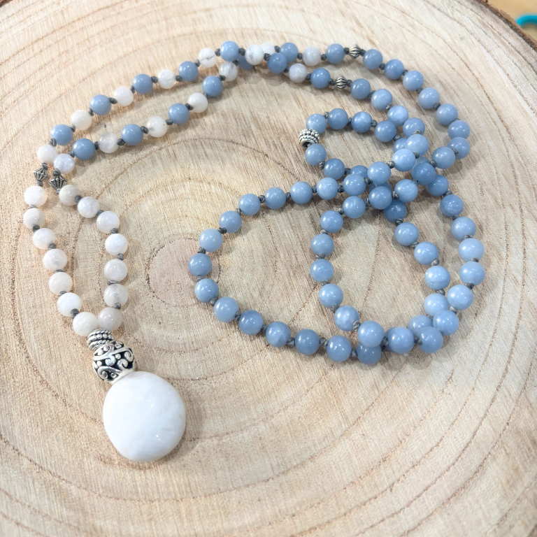 Mala con Pietra di Luna e Acquamarina