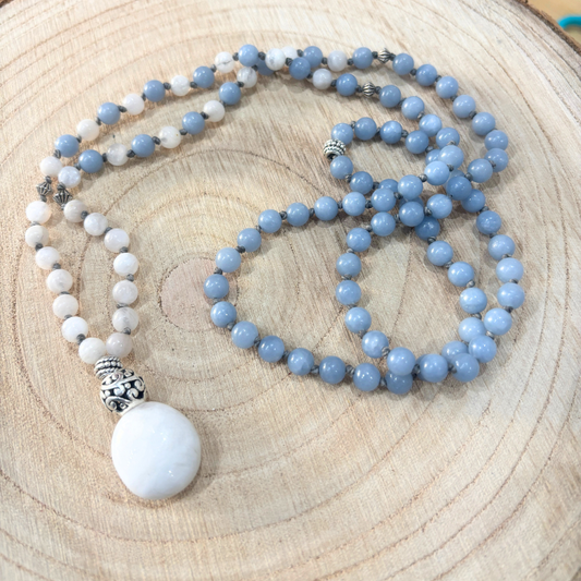 Mala con Pietra di Luna e Acquamarina