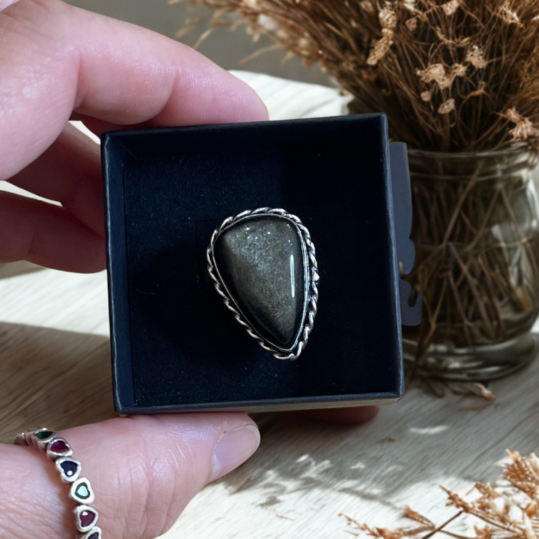 Anello in Ossidiana Dorata