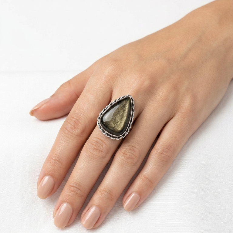 Anello in Ossidiana Dorata