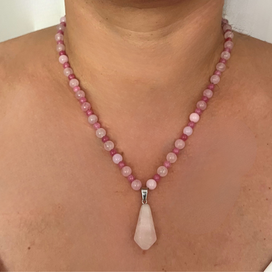 Collana Quarzo Rosa e Rodocrosite