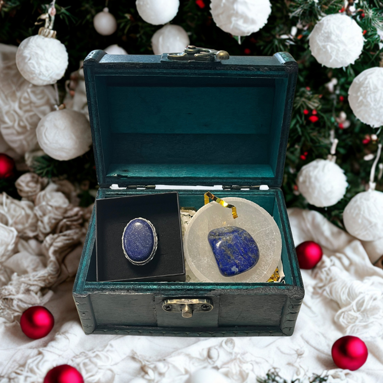 Forziere  Lapislazzuli e Piattino Selenite – Chiarezza Mentale e Voce Interiore