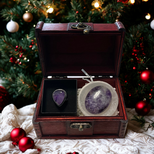 Forziere Ametista e Piattino Selenite - Armonia Interiore e Visione Chiara