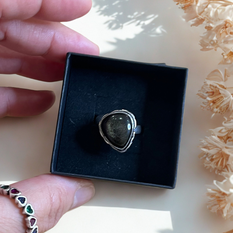 Anello in Ossidiana Dorata