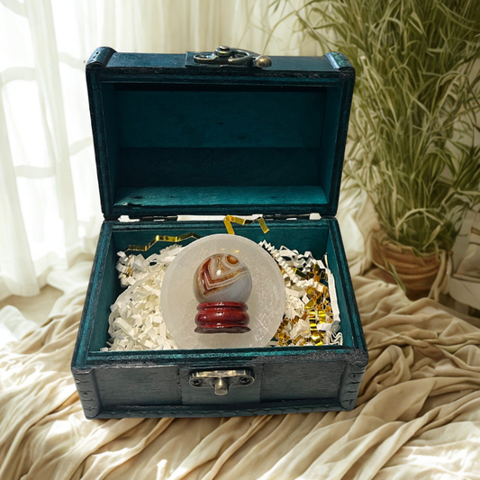 Forziere Sfera e Piattino Selenite – Energia, Equilibrio e Intenzione