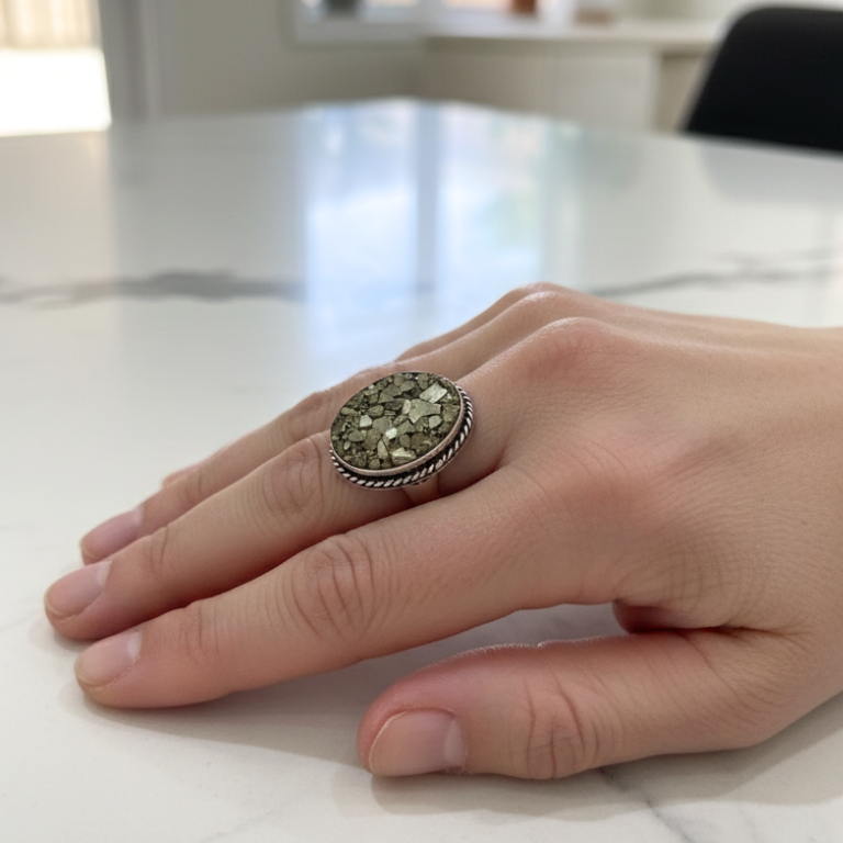Anello con Pirite Grezza