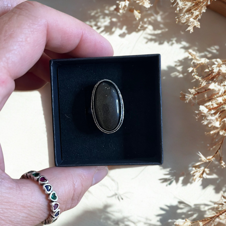 Anello in Ossidiana Dorata