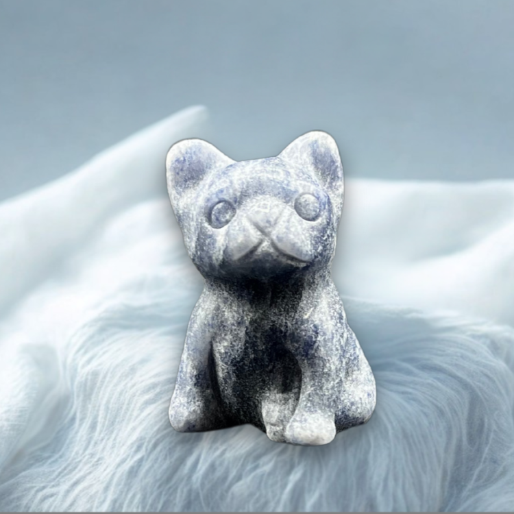 Bulldog Francese in Avventurina Blu