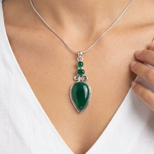 Ciondolo Onice Verde in Argento 925