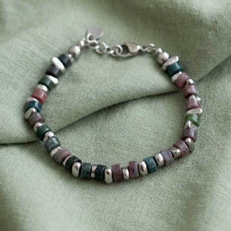 Bracciale Agata Indiana e Acciaio