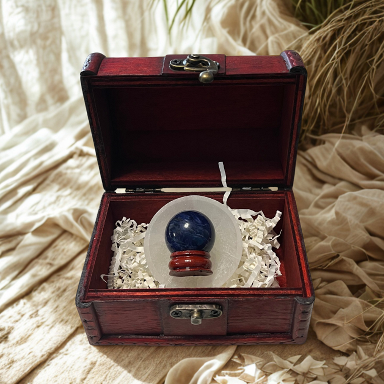 Forziere Sfera e Piattino Selenite – Energia, Equilibrio e Intenzione