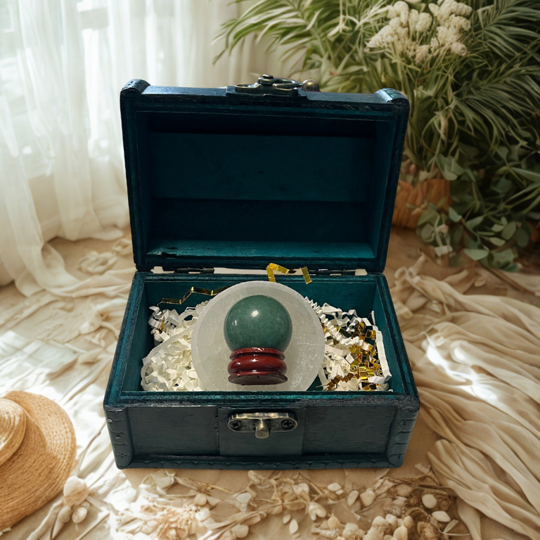 Forziere Sfera e Piattino Selenite – Energia, Equilibrio e Intenzione