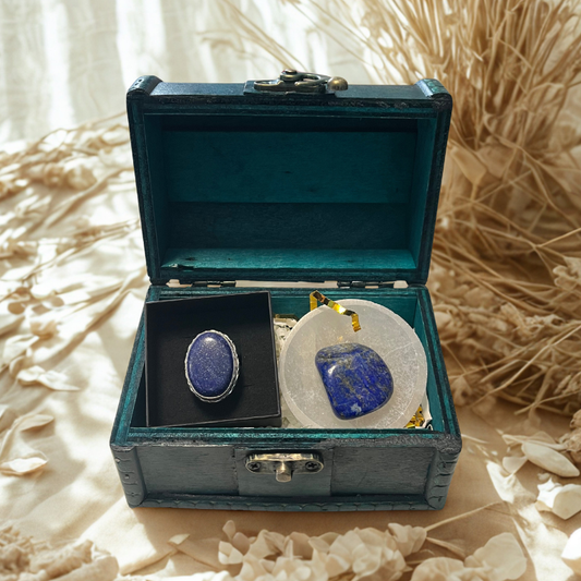 Forziere  Lapislazzuli e Piattino Selenite – Chiarezza Mentale e Voce Interiore