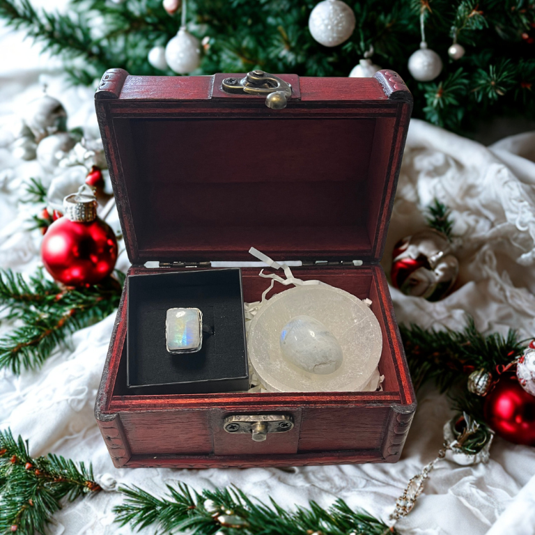 Forziere  Pietra di Luna  e Piattino Selenite – Intuizione e Nuovi Inizi