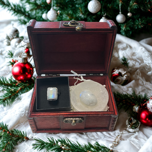 Forziere  Pietra di Luna  e Piattino Selenite – Intuizione e Nuovi Inizi