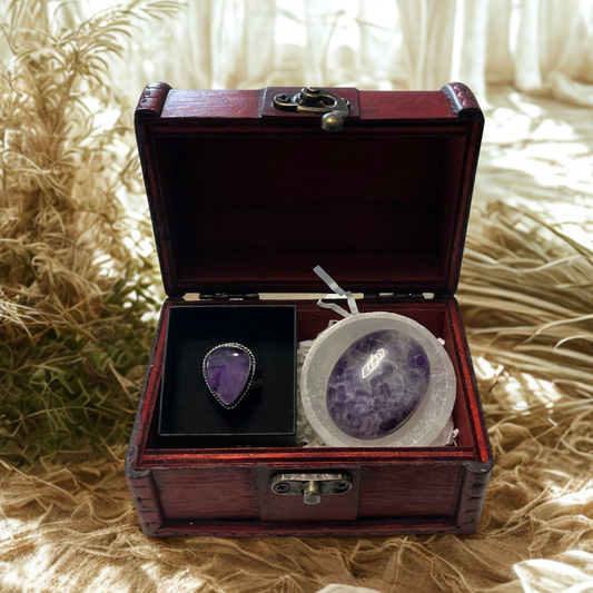 Forziere Ametista e Piattino Selenite - Armonia Interiore e Visione Chiara