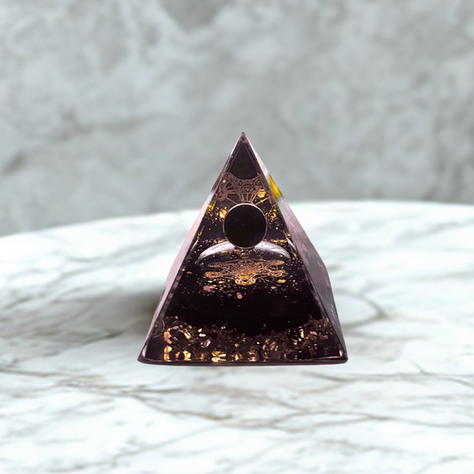 Piramide Orgonite con Ossidiana e Cubo di Metatron