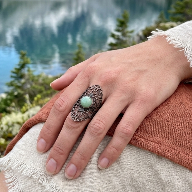 Anello Artigianale con Cristallo Naturale – Regolabile