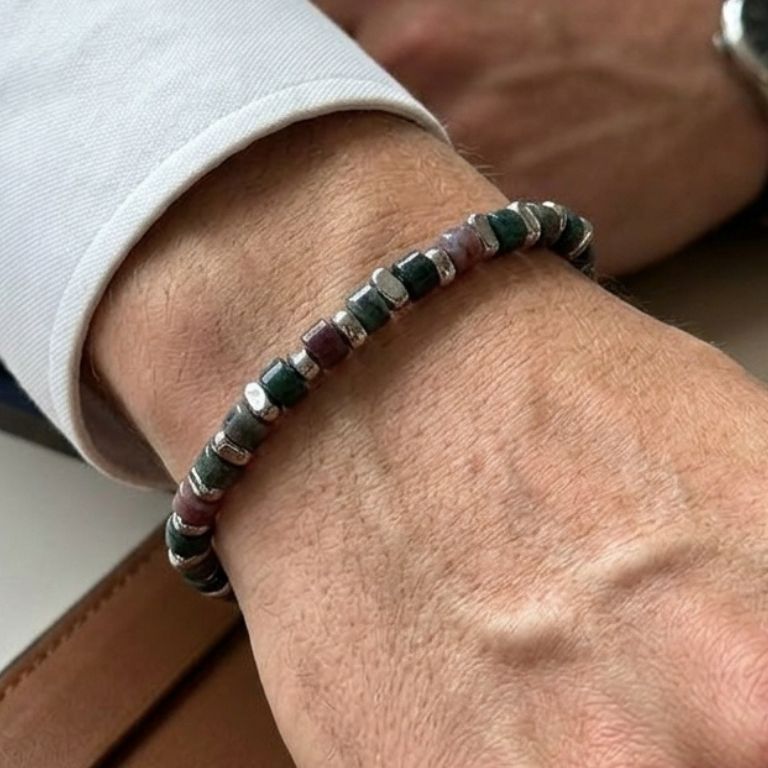 Bracciale Agata Indiana e Acciaio
