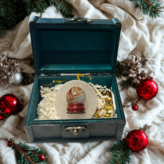 Forziere Sfera e Piattino Selenite – Energia, Equilibrio e Intenzione