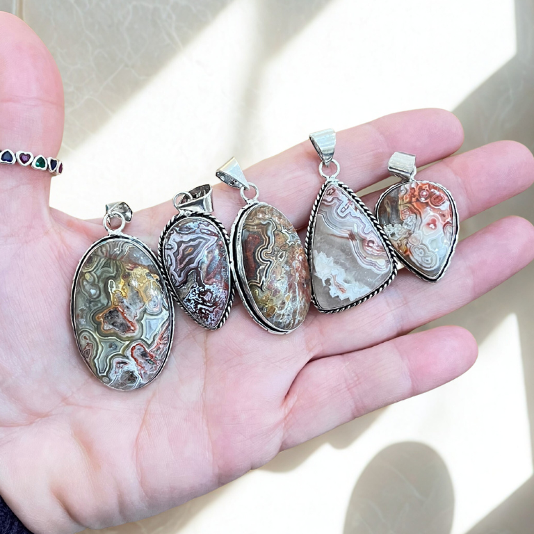 Collana con Ciondolo in Agata Crazy Naturale