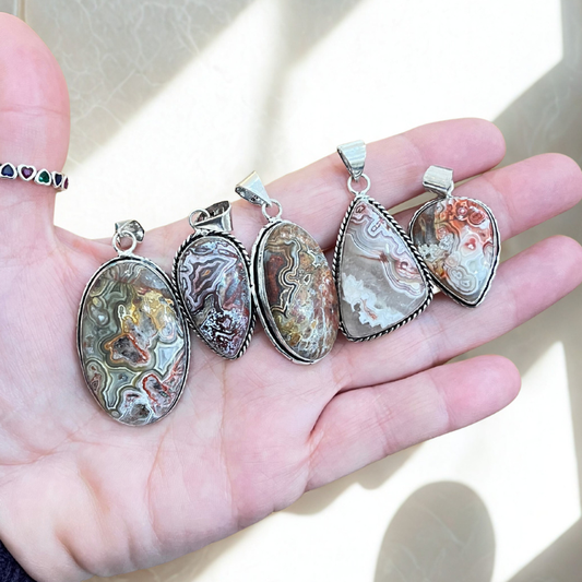 Collana con Ciondolo in Agata Crazy Naturale