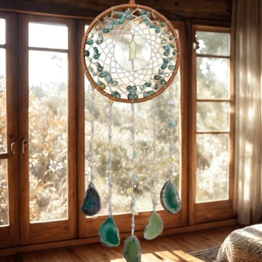 Acchiappasogni con Pietre Naturali di Agata e Avventurina | Armonia e Protezione per la Tua Casa