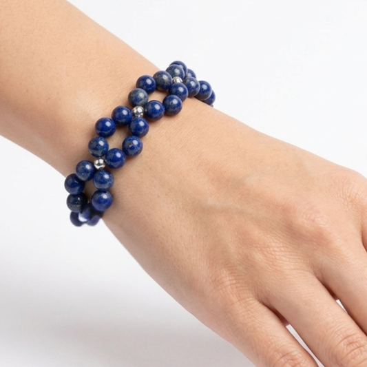 Bracciale Lapislazzuli Doppio Filo - Blu Reale