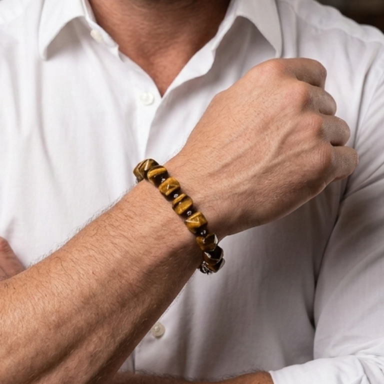 Bracciale Uomo in Occhio di Tigre Naturale