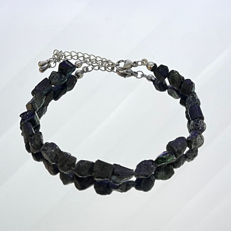 Bracciale in Tormalina Verde Grezza Naturale