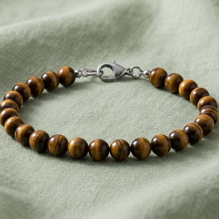 Bracciale in Occhio di Tigre con chiusura in Argento