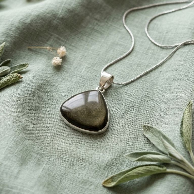 Ciondolo in Ossidiana Dorata in Argento 925