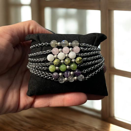 Bracciali con pietre naturali su catena Acciaio