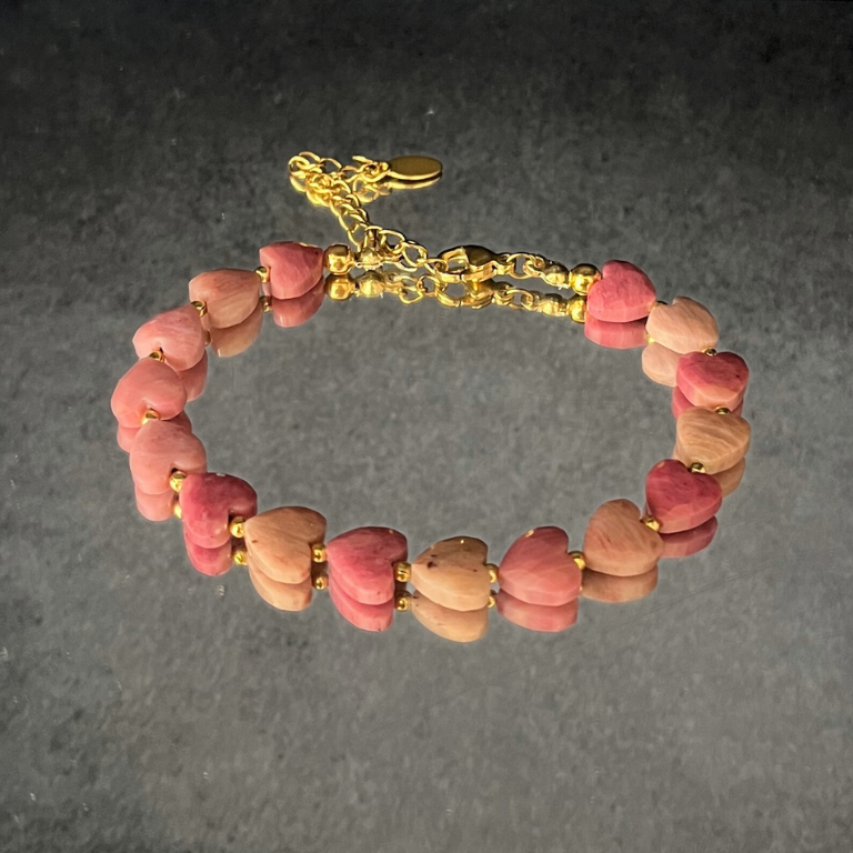 Bracciale Rodonite a Cuori
