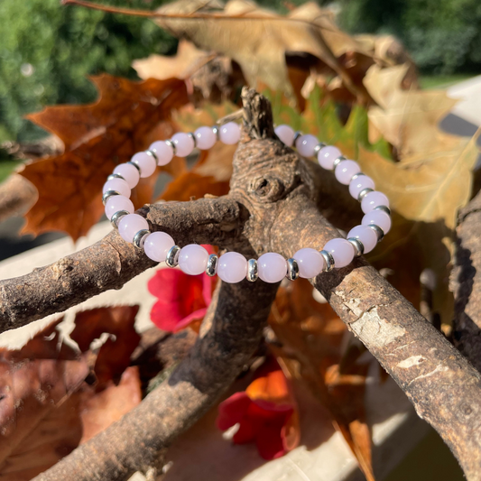 Pulsera elástica de cuarzo rosa