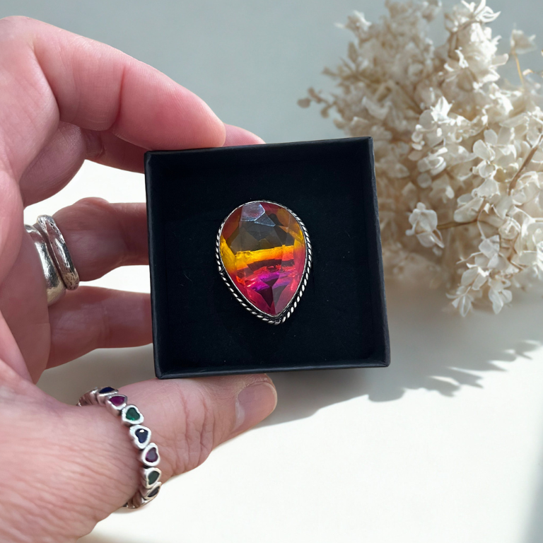 Anello Regolabile in Ametrino Sfaccettato - Scegli la Tua Forma