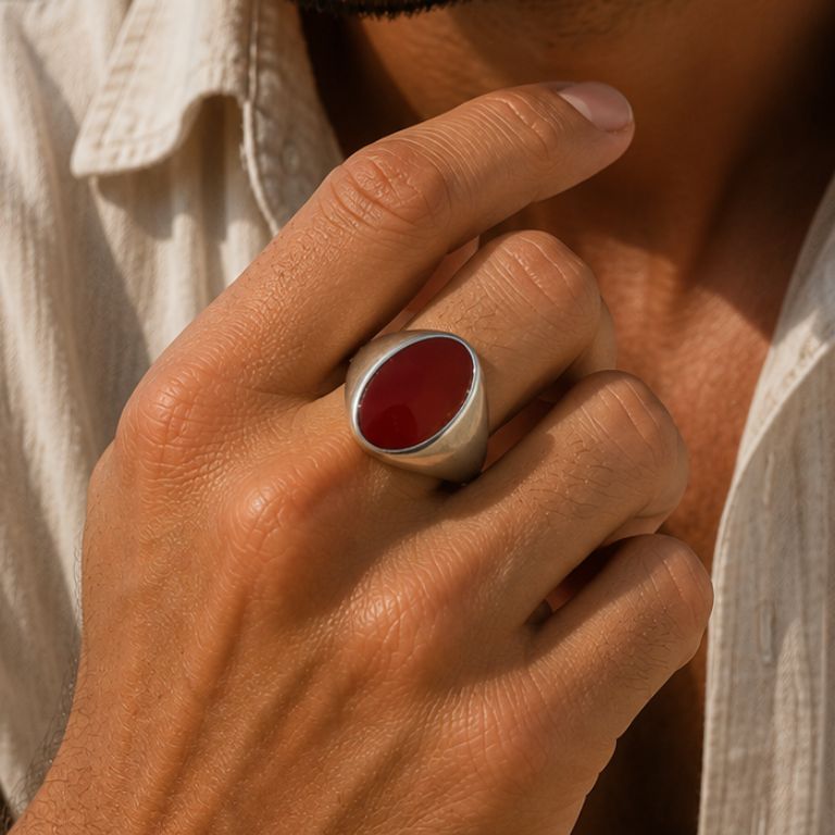 Anello Argento e Corniola