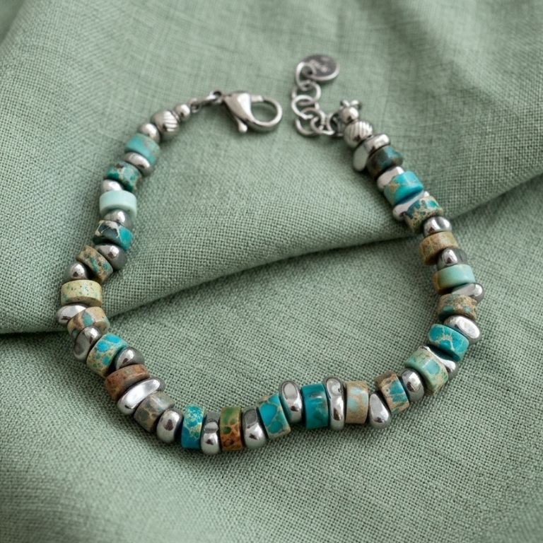 Bracciale pasta di turchese dettaglio chiusura argento