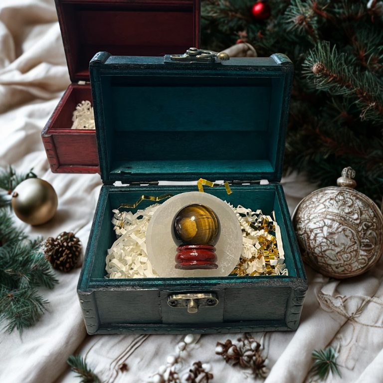 Forziere Sfera e Piattino Selenite – Energia, Equilibrio e Intenzione