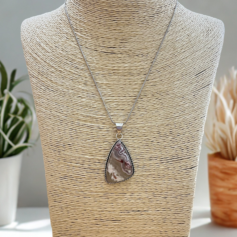 Collana con Ciondolo in Agata Crazy Naturale