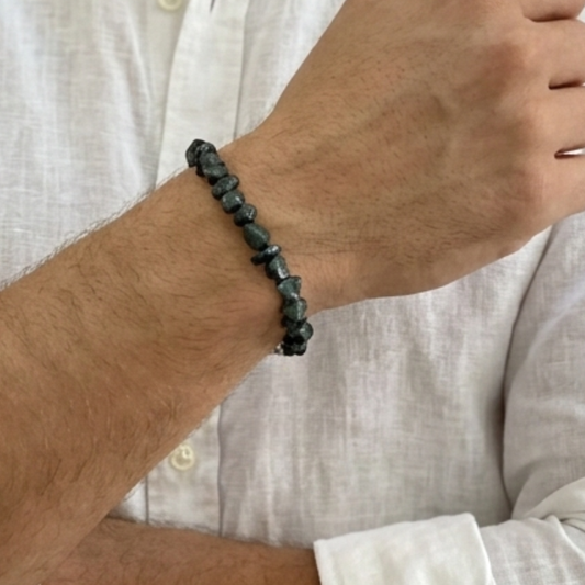 Bracciale in Tormalina Verde Grezza Naturale