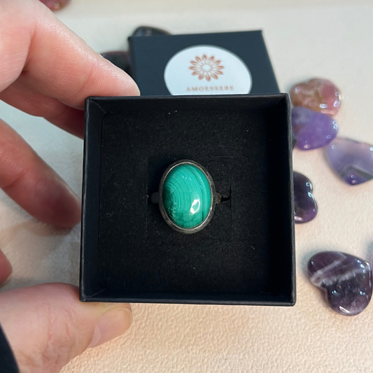 Anello con Malachite in Argento 925