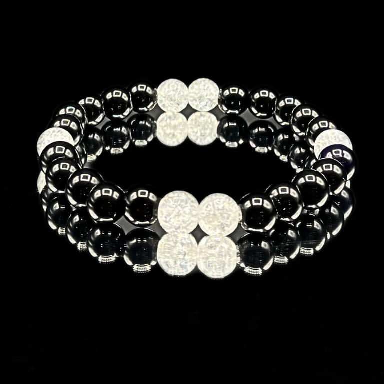 Pulsera de obsidiana y cuarzo crepitante