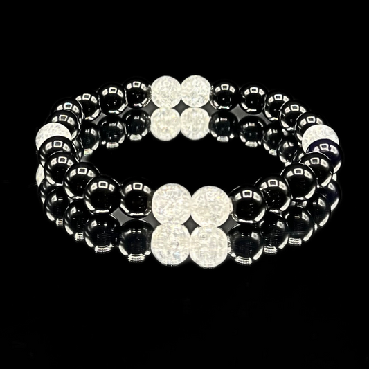 Pulsera de obsidiana y cuarzo crepitante
