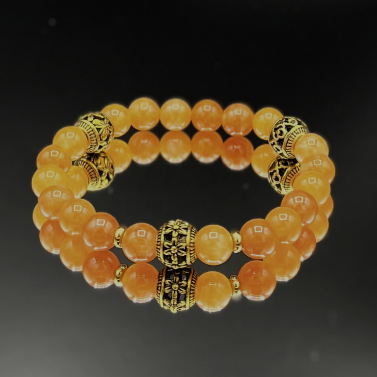 Pulsera elástica de calcedonia naranja