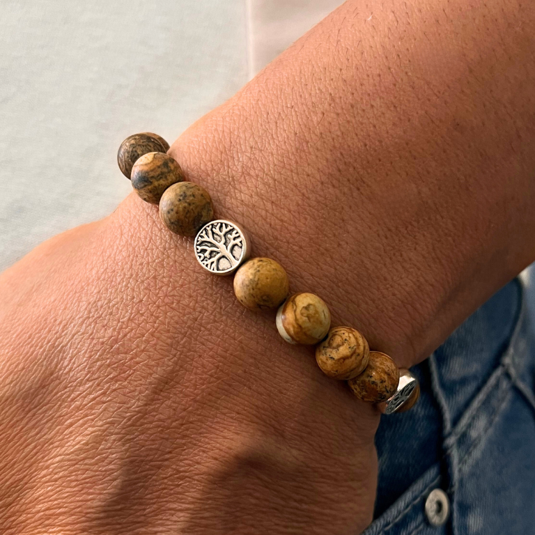 Jaspe natural - Pulsera elástica