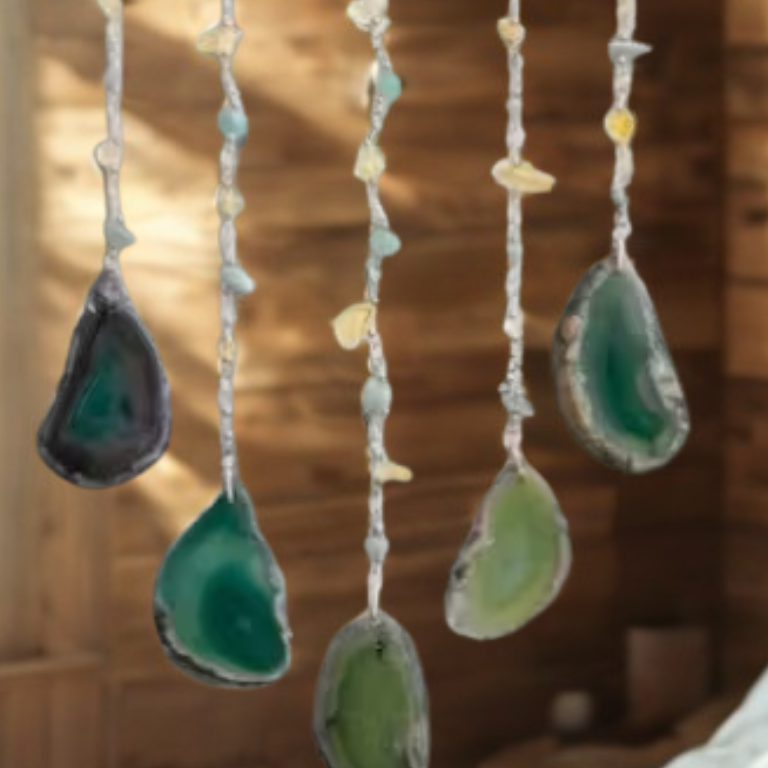 Acchiappasogni con Pietre Naturali di Agata e Avventurina | Armonia e Protezione per la Tua Casa